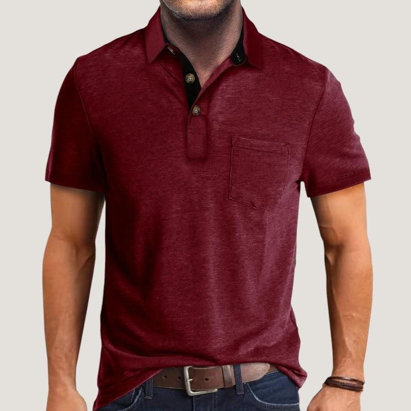 Komfortabel herreskjorte, kortermet fargeblokk i pustende polyester. Ideell for fritid.