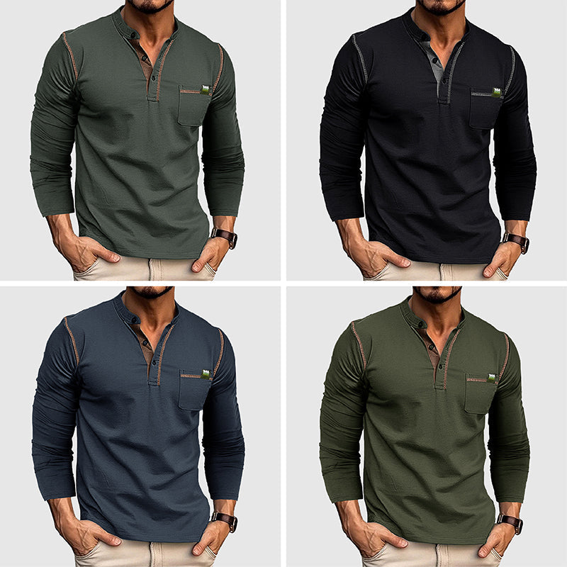 Allsidig herre Henley skjorte, langermet og komfortabel for hverdag og fritid.