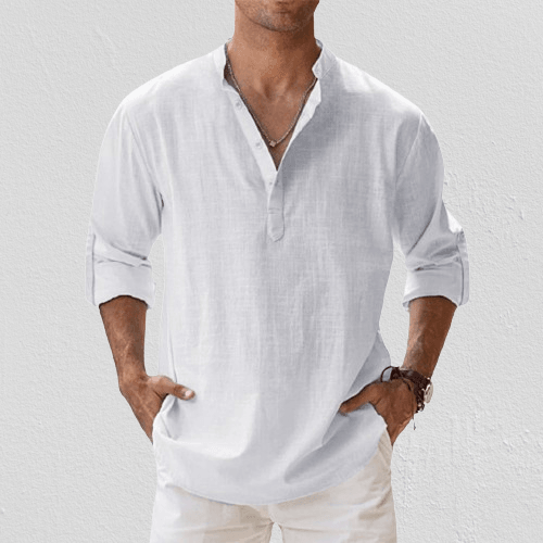 Stilfull langermet henley for menn, ideell som casual skjorte til hverdag og fritid.