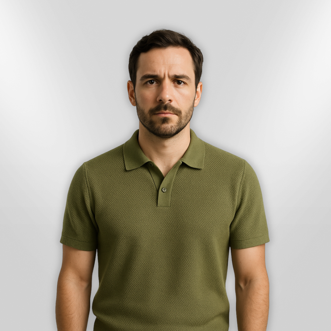 Komfortabel herrepolo t-skjorte med pustende design. Myk, kort ermet polo for hverdag & fest.