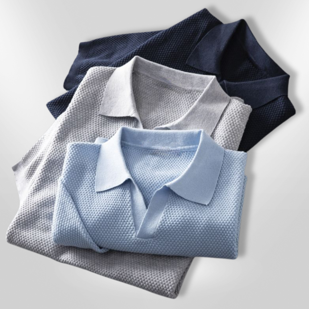 Moderne herre polo t-skjorte i pustende, lett stoff. Elegant og komfortabel for sommeren.