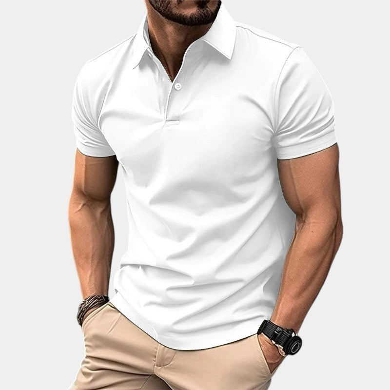 Komfortabel herre polo med moderne knytedetalj, perfekt som ferieplagg og for avslappede sommerdager.