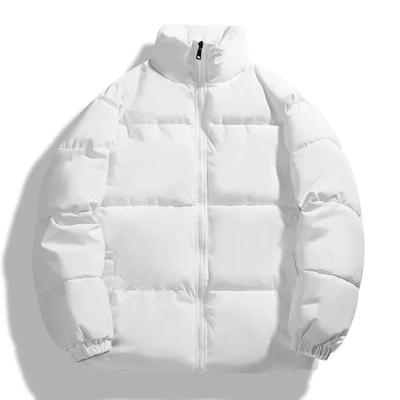 Varm og stilfull herre pufferjakke med høy krage, en moderne vinterjakke for enhver anledning.