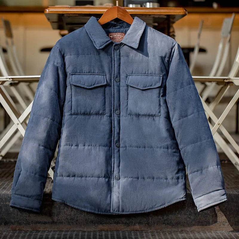 Klassisk herre quilted jakke, Regular Fit. Slitesterk høst- og vinterjakke med knapper for menn.