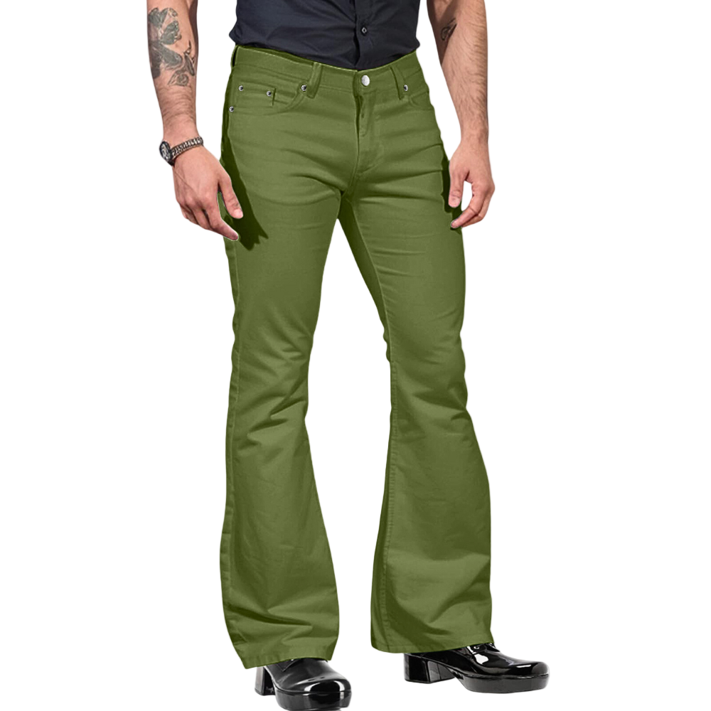 Herre retro flarebukser med komfortabel stretch for stilfull hverdagsbruk. Vintage-inspirert design.