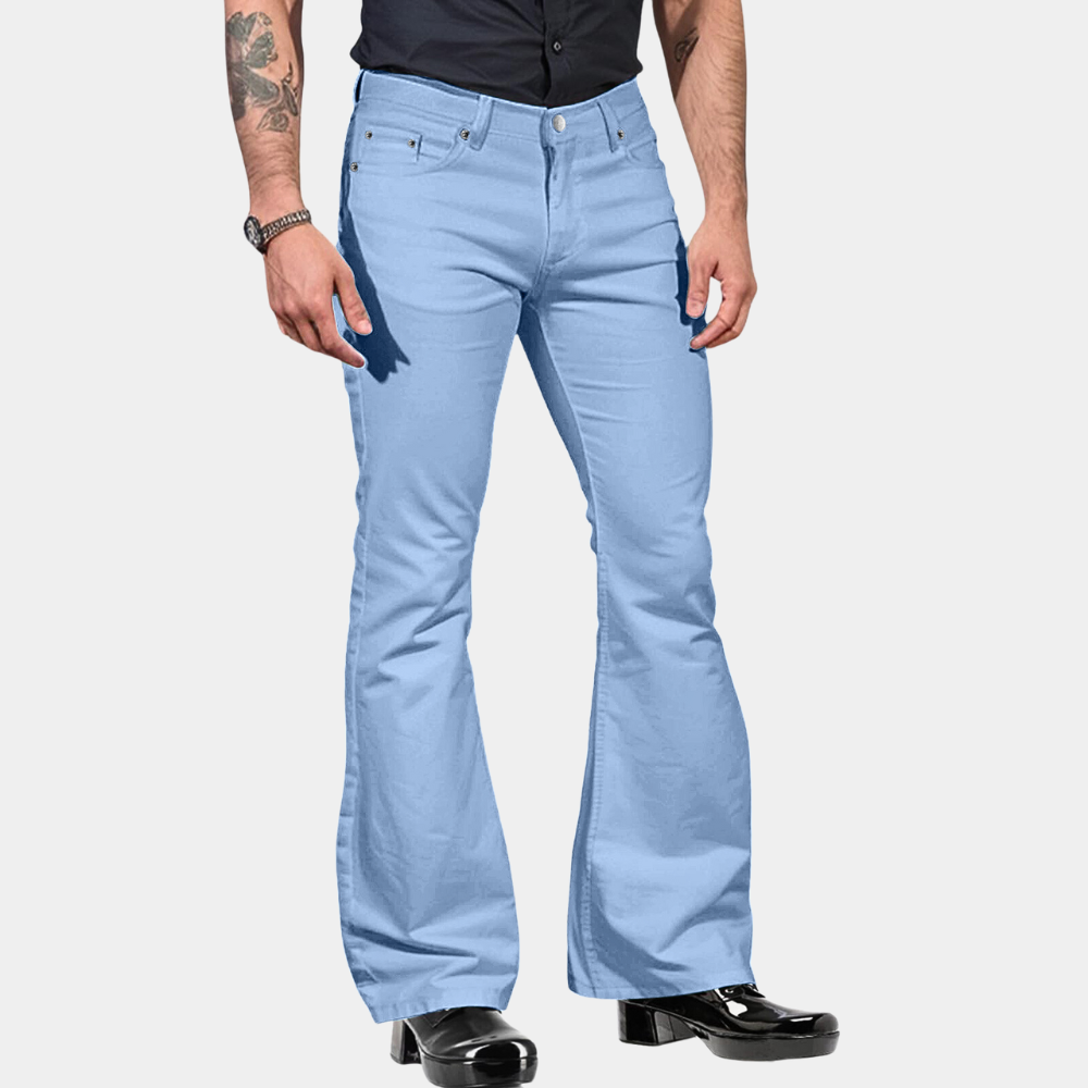 Stilige herre flarebukser i retro design. Komfortable stretchbukser perfekte for vår og høst.