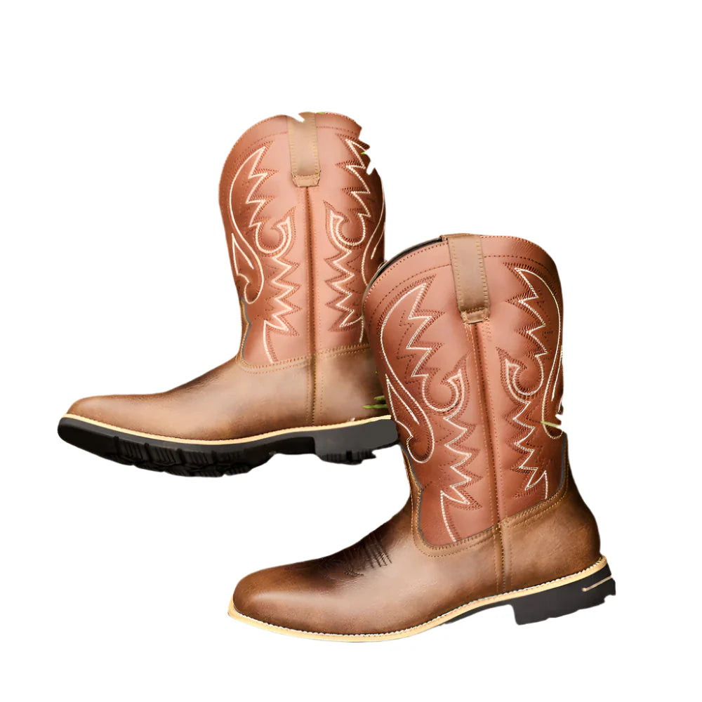 Svarte herre cowboystøvler i retrostil med elegante broderier. Høy skaft for en klassisk look.