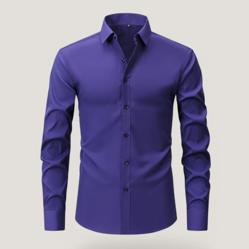 Formell herreskjorte i slim-fit design, grå farge, rynkefri og behagelig for hverdagsbruk.