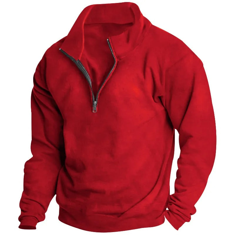 Herre sweatshirt med halv glidelås og ståkrage. Komfortabel og stilfull hverdagsgenser for menn.