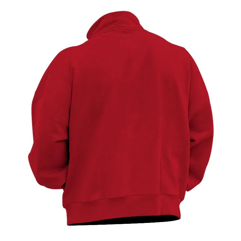 Enkel, elegant herre sweatshirt med halv glidelås og ståkrage. Casual stil for menn.