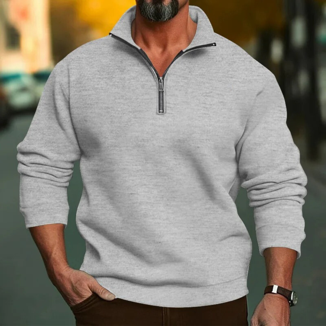 Herre sweatshirt med halv glidelås & ståkrage – komfortabel & stilfull genser for menn.