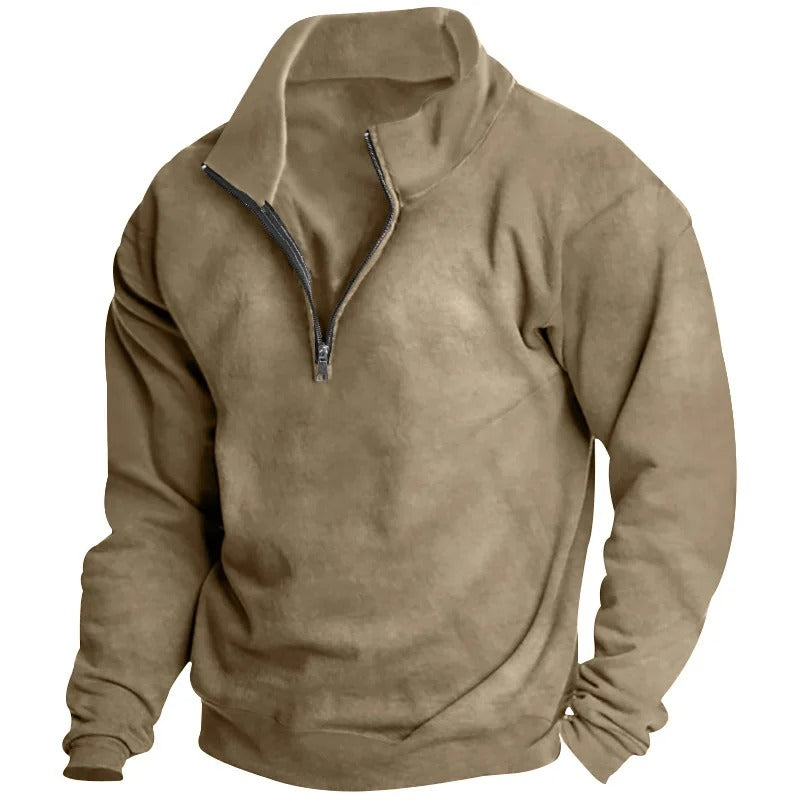 Myk herre sweatshirt med halv glidelås og ståkrage. Ultimativ komfort for menn.
