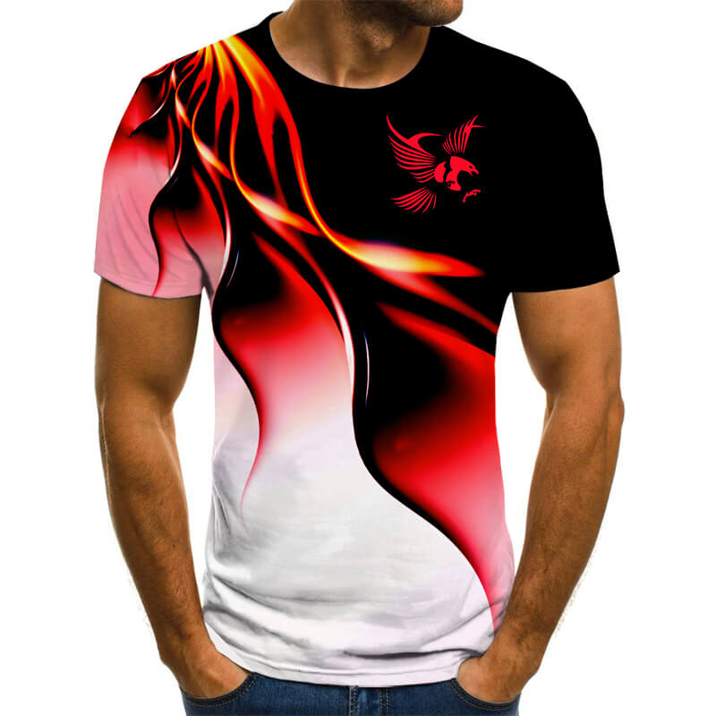 Herre t-skjorte med moderne 3D-design. Pustende polyester for fritid, sport og hverdag. Komfortabel og stilig.