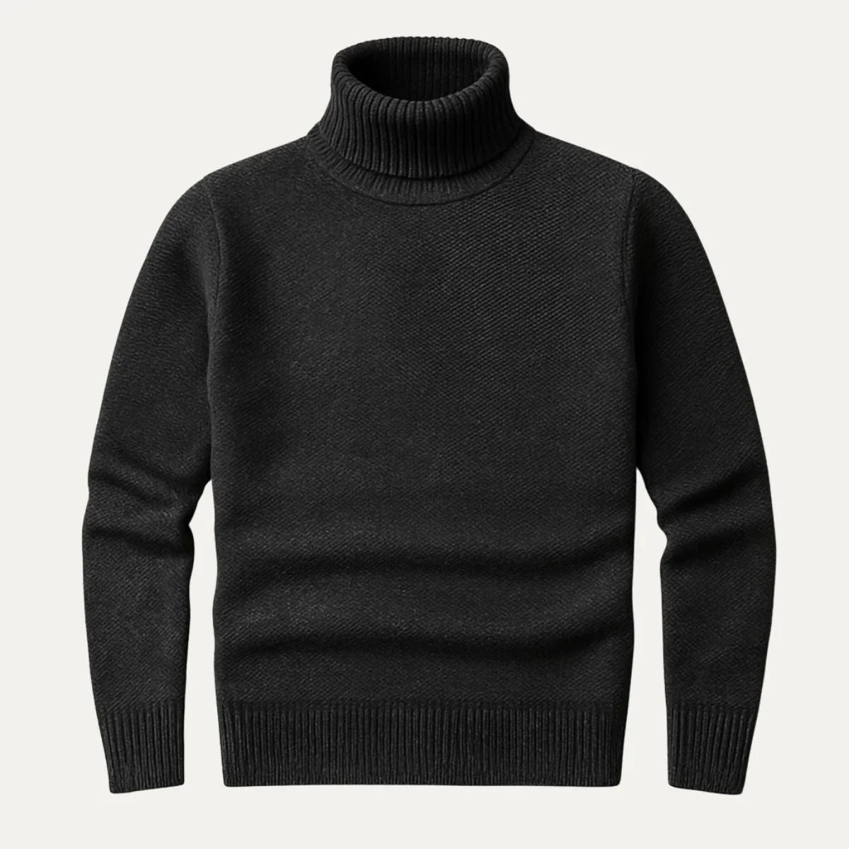 Grå herre turtleneck genser; en tidløs og komfortabel klassiker til enhver anledning.