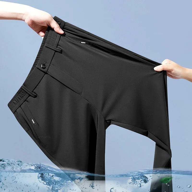 Elegante slim fit herrebukser, perfekte for kontor eller business casual sommerantrekk.