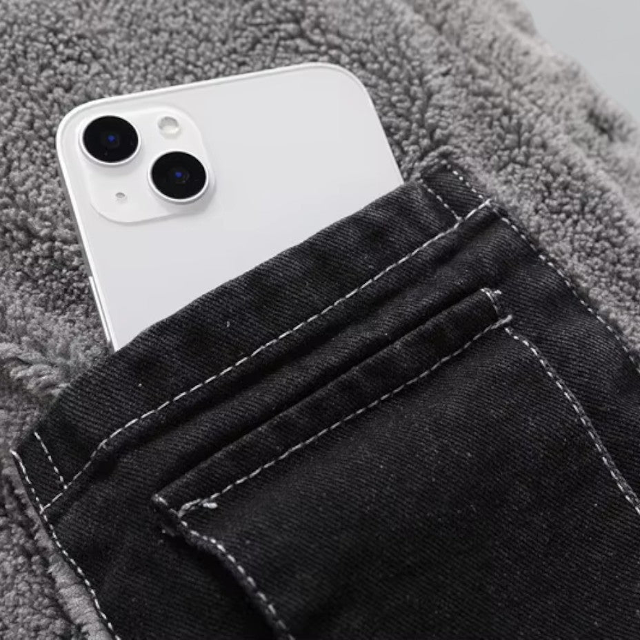 Komfortabel og slitesterk herre vinterjakke, casual jeans-stil for hverdagsbruk.
