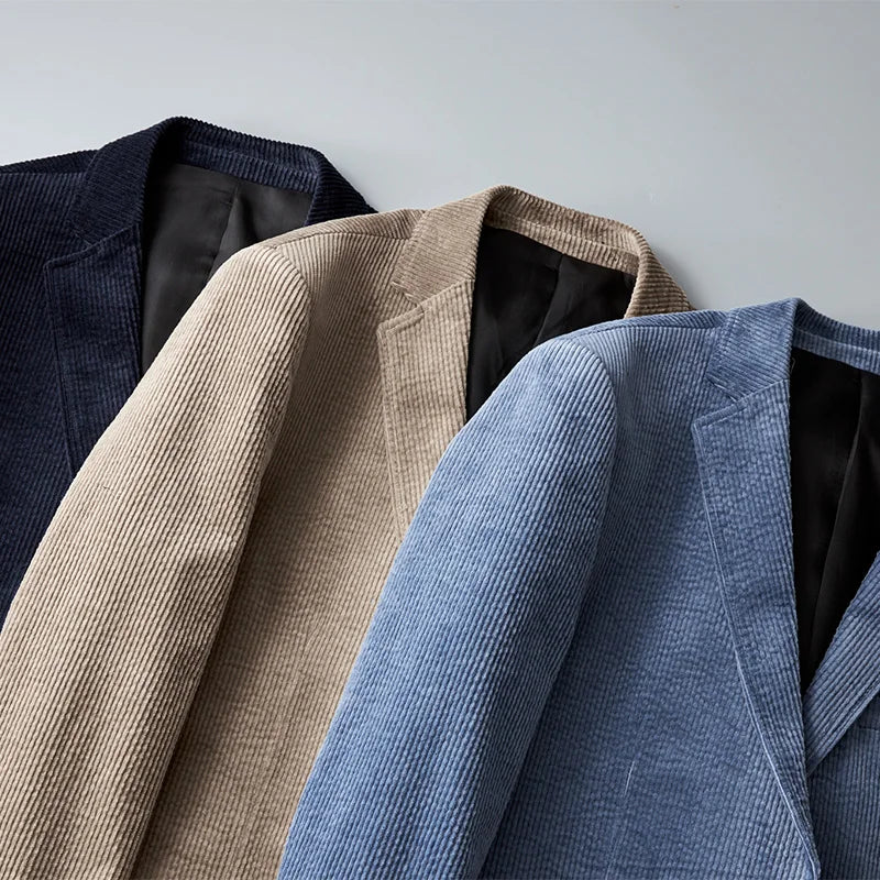 Brun herreblazer med slank passform, en stilig høstblazer og varm vinterblazer.