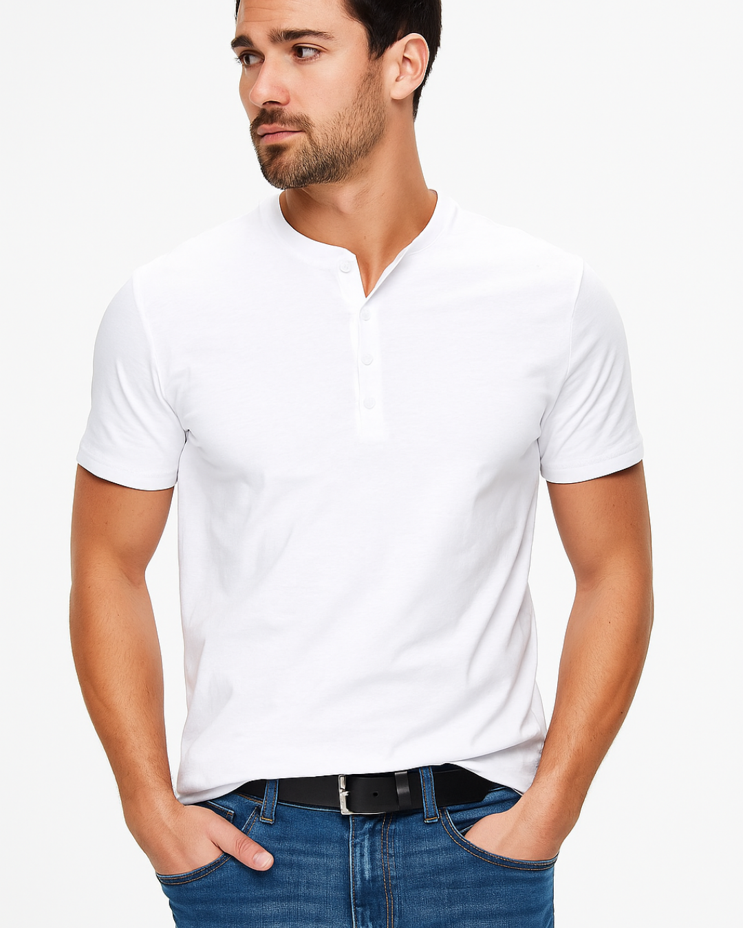 Allsidig herre Henley skjorte, kortermet og komfortabel. En moderne fritidsskjorte for enhver anledning.