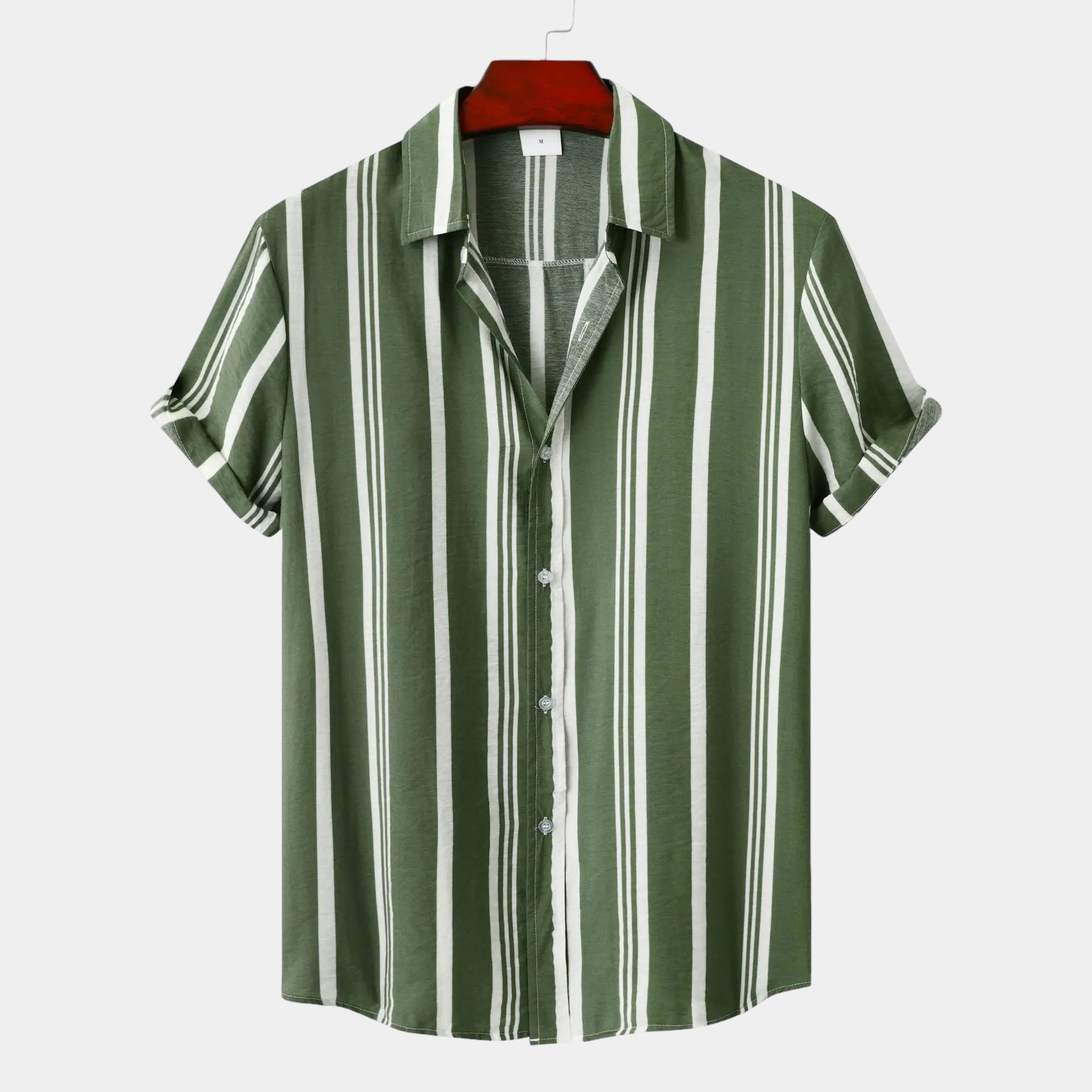 Stripete menns herreskjorte, klassisk og elegant. Ideell for allsidig sommerstil og festantrekk.
