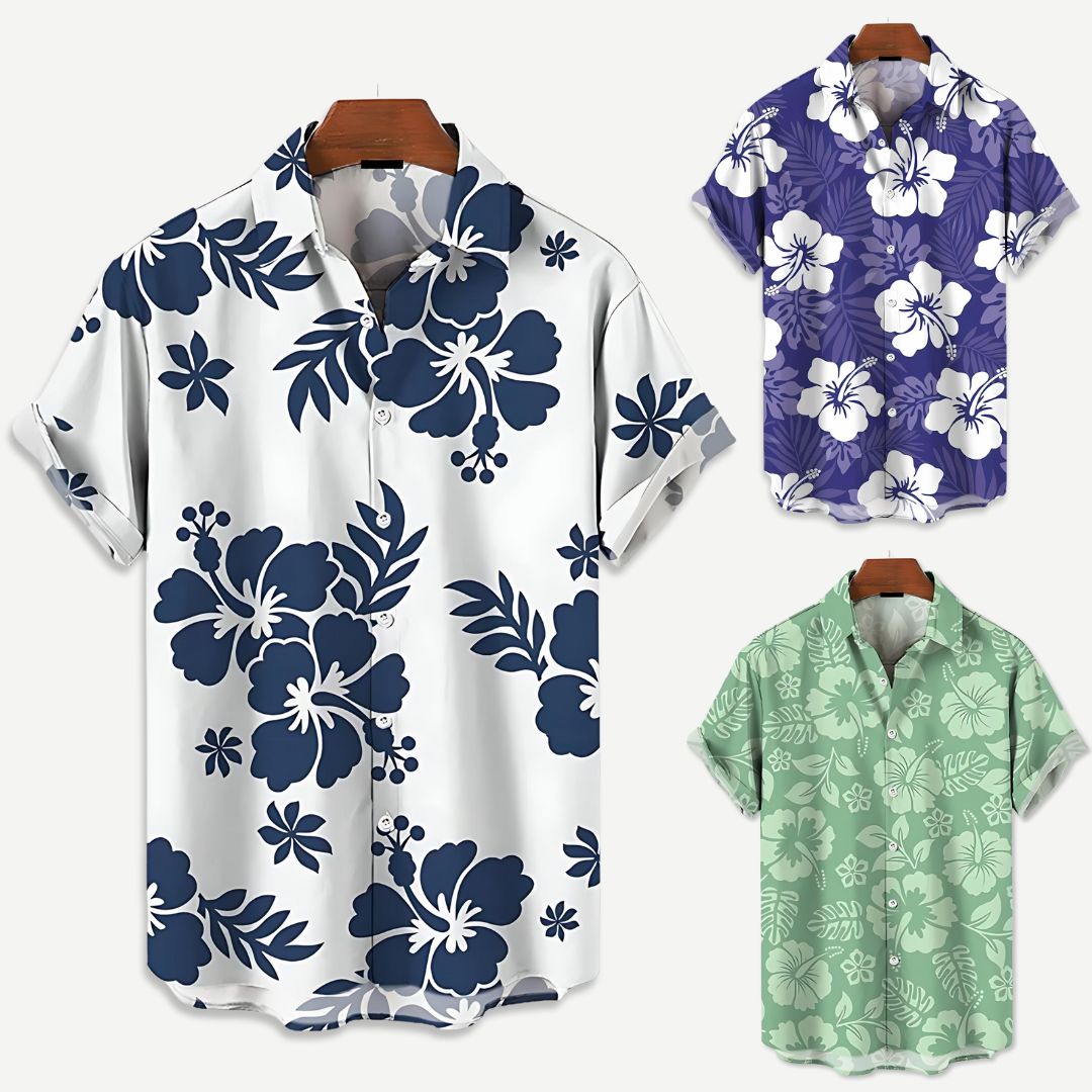Kul herreskjorte med avslappet snitt og levende blomsterprint for en pustende og trendy sommerlook.