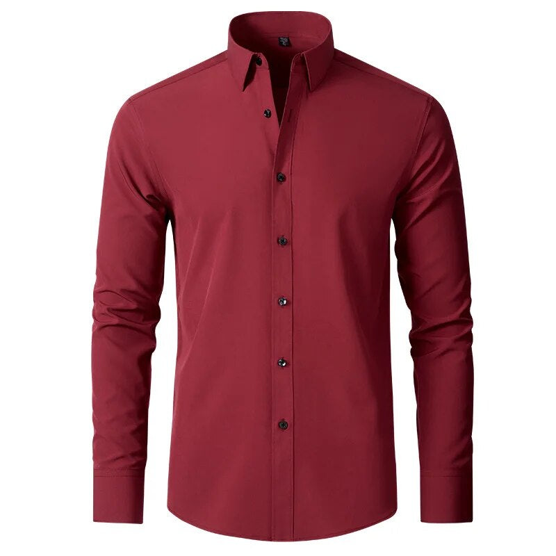 Stilfull krage herreskjorte: Detaljer av trendy strikkefri skjorte for menn, perfekt for en smart casual stil.