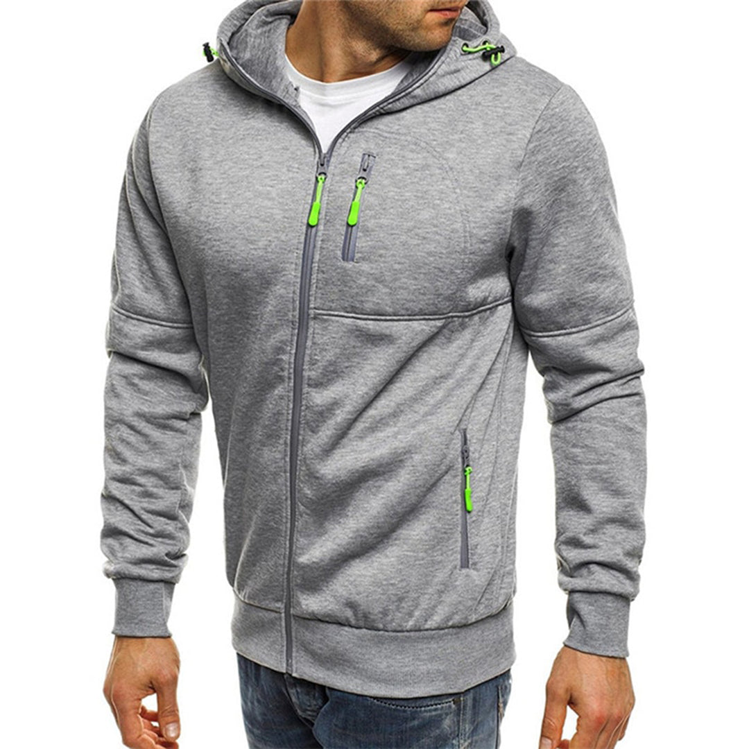 Menns overdel: varm herresweater med hette og glidelås, perfekt for avslappet mote.