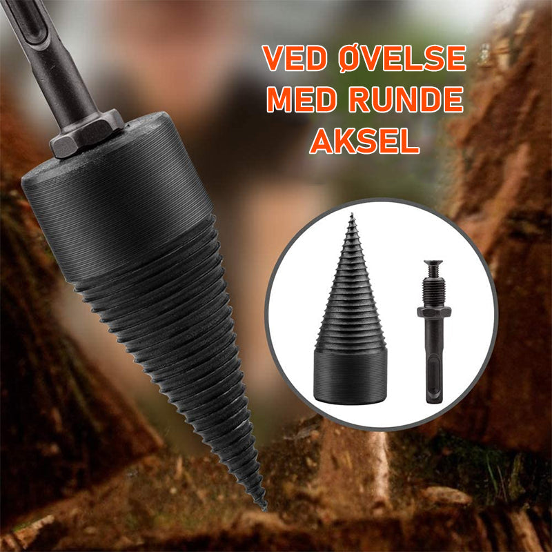 "Hex Shank vedkløyver bor i stål med riflede kanter, perfekt for effektiv trebehandling og allsidig bruk."