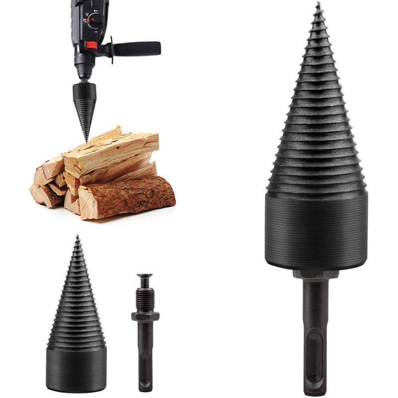 "Hex Shank vedkløyver bor i stål med riflede kanter, perfekt for effektiv trebehandling og allsidig bruk."