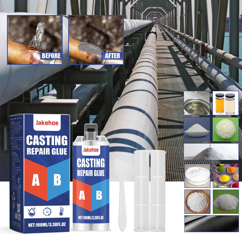 "Høyeffektivt reparasjonslim for metallarbeid, varmebestandig, robust adhesjon, to-komponentsystem for presis reparasjon."