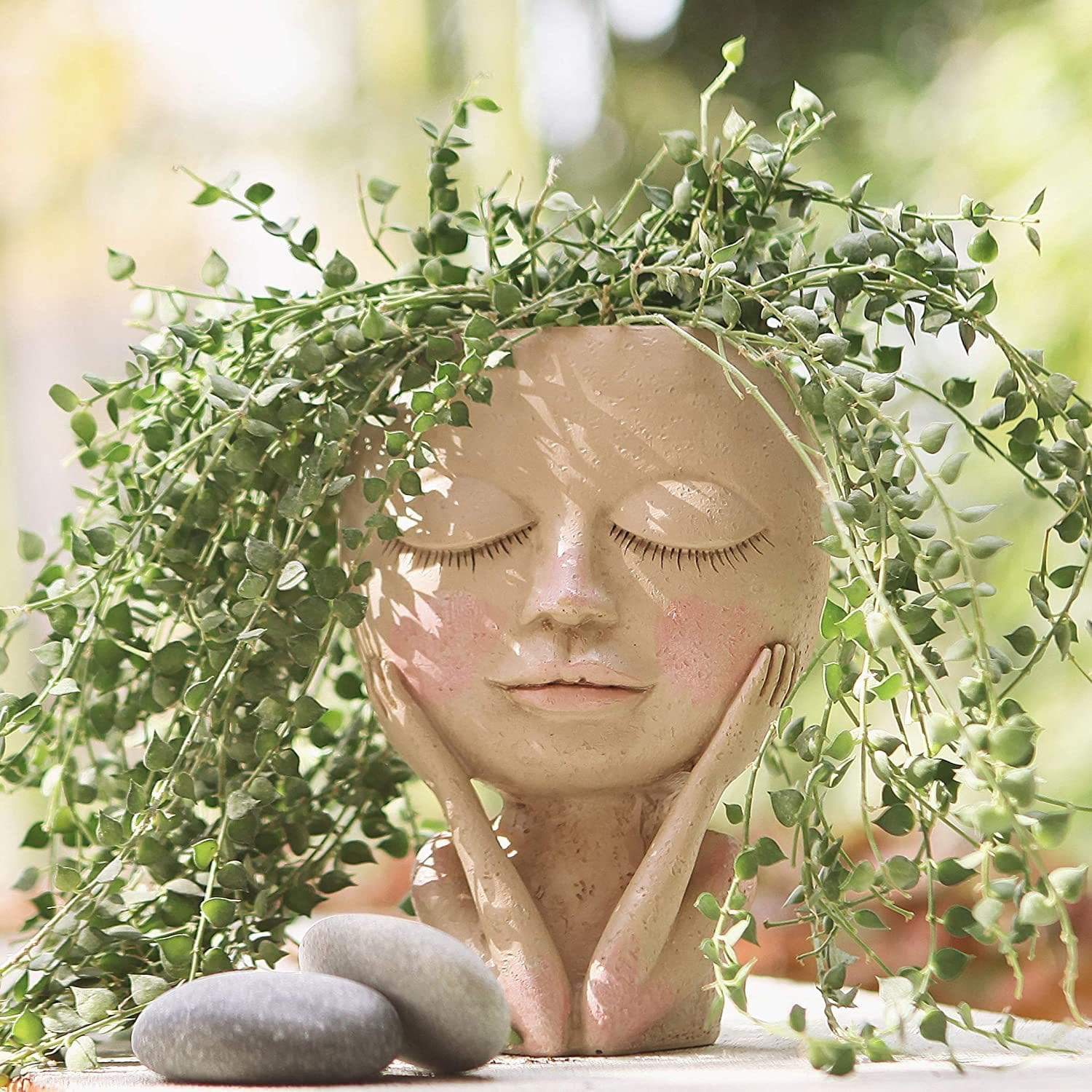 Kreativ resin blomsterpotte med ansiktsdesign, perfekt til dekorasjon