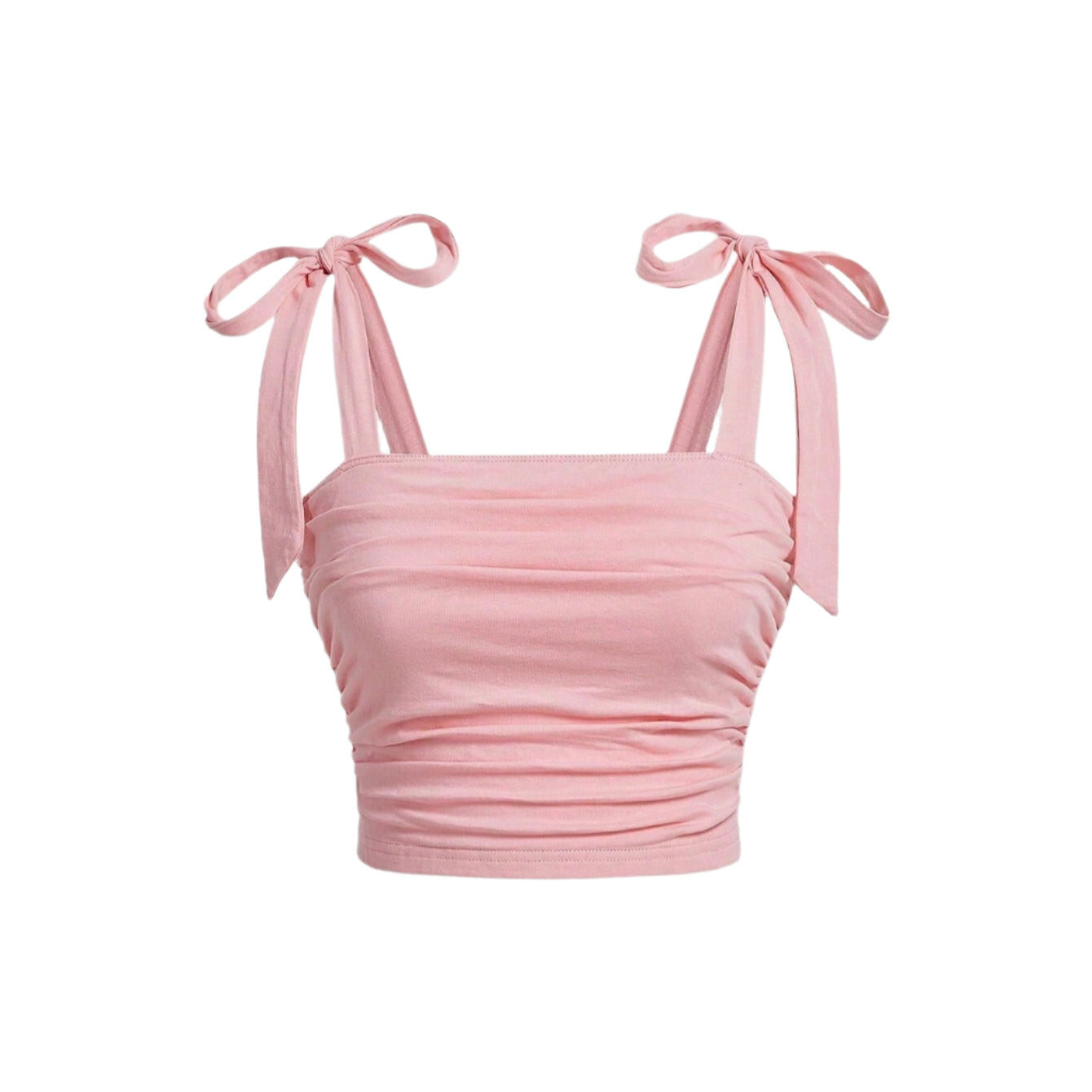 Svart elegant crop top med rysjer og bindeskuldre. En feminin og allsidig sommertopp for dame.