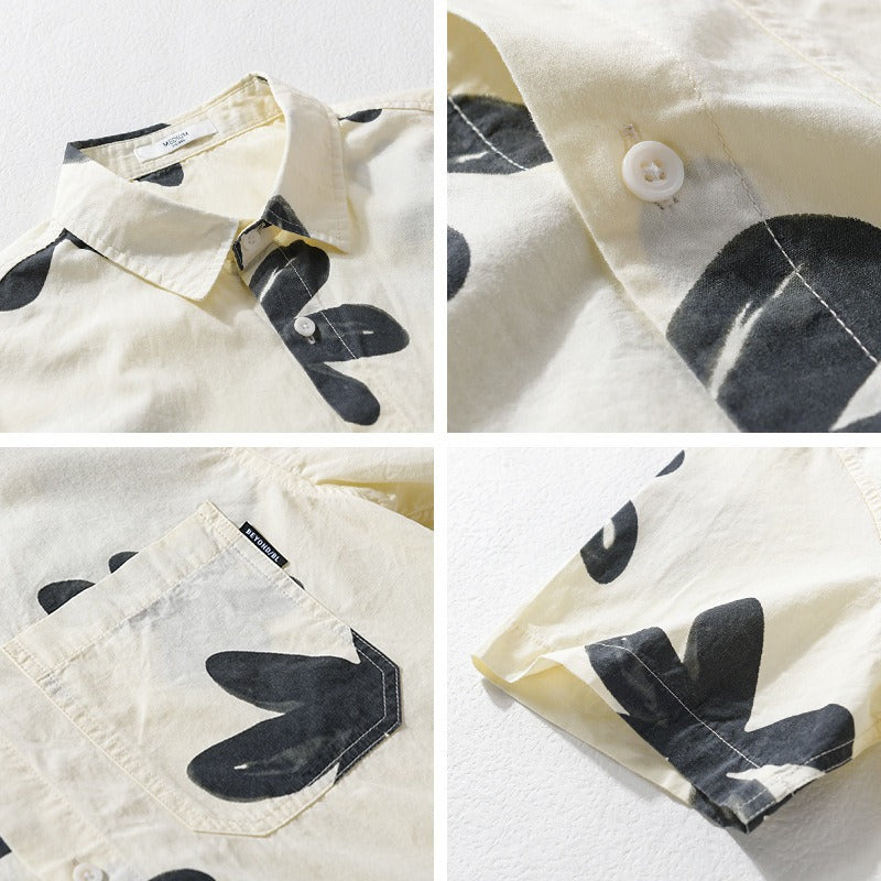 Stilfull hvit herreskjorte i elegant premium design. Allsidig sommerskjorte for menn; casual og komfortabel hverdag mote.