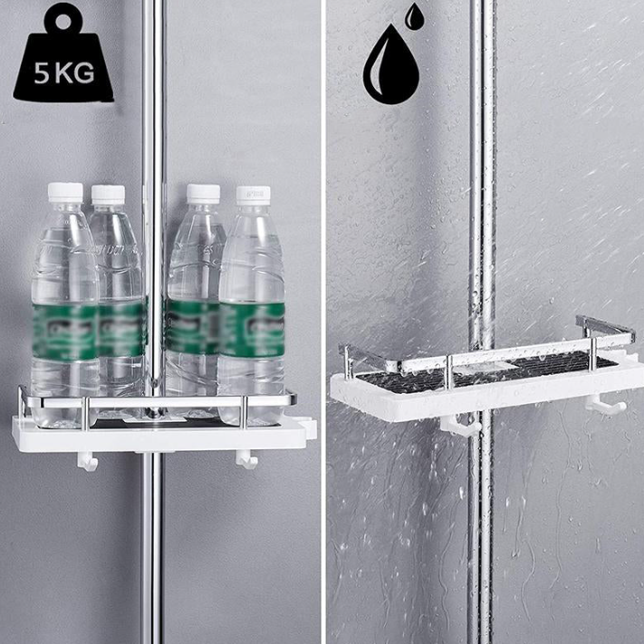 Smart, hvit dusjhylle for optimal baderomsoppbevaring. Plassbesparende og moderne design.