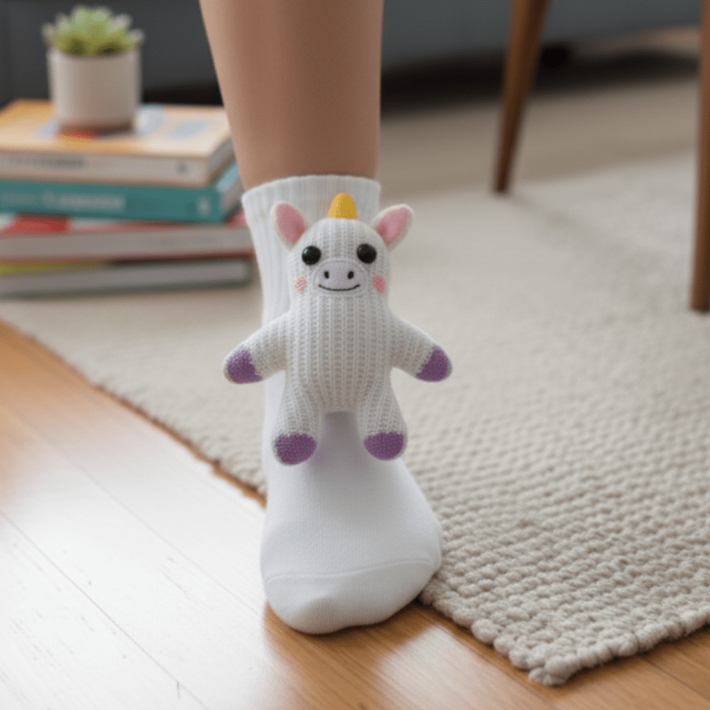 Et par varme, sklisikre hussokker med fluffy tekstur og unik 3D dyreaksent.