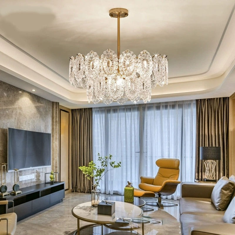Luxurious Chandelier - Crystal Panel - 5/7 Light Sources - Gold