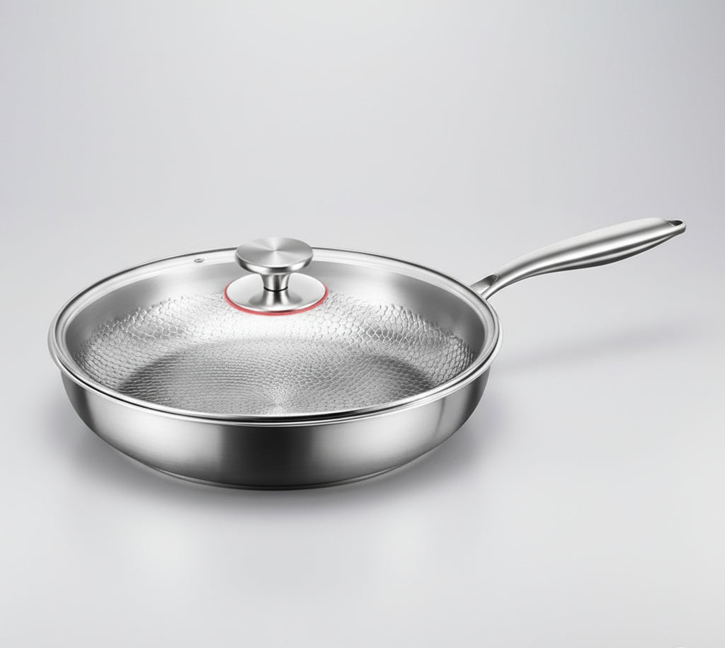 Få perfekte resultater med vår håndhamrede induksjons stekepanne i titan med nonstick belegg.