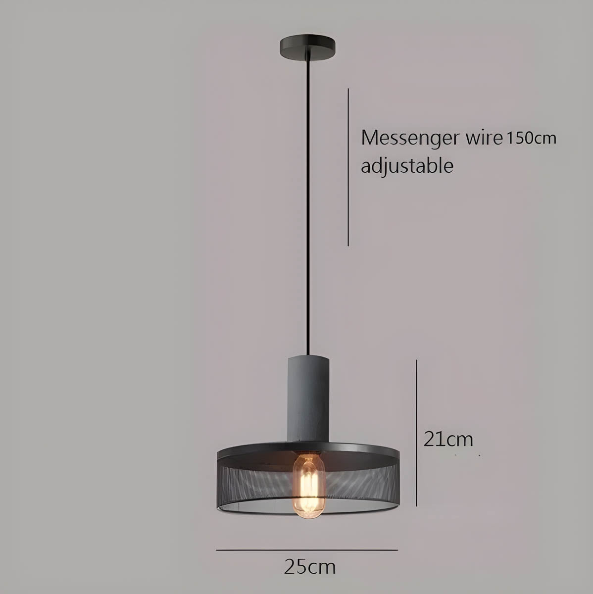 Industriell pendellampe i betong og jern med moderne design, tilfører stil og eleganse til ethvert rom.