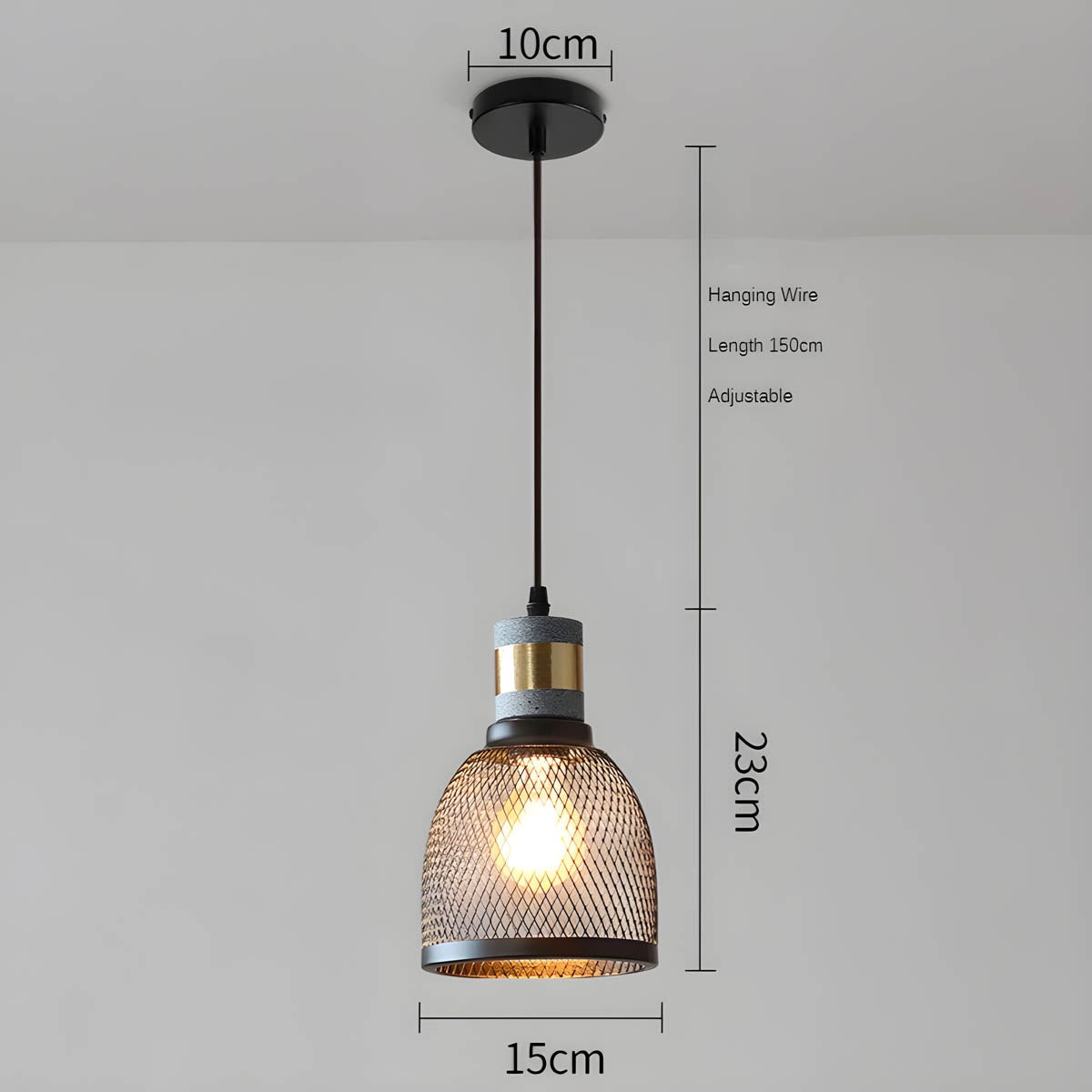 Industriell pendellampe i betong og jern med moderne design, tilfører stil og eleganse til ethvert rom.