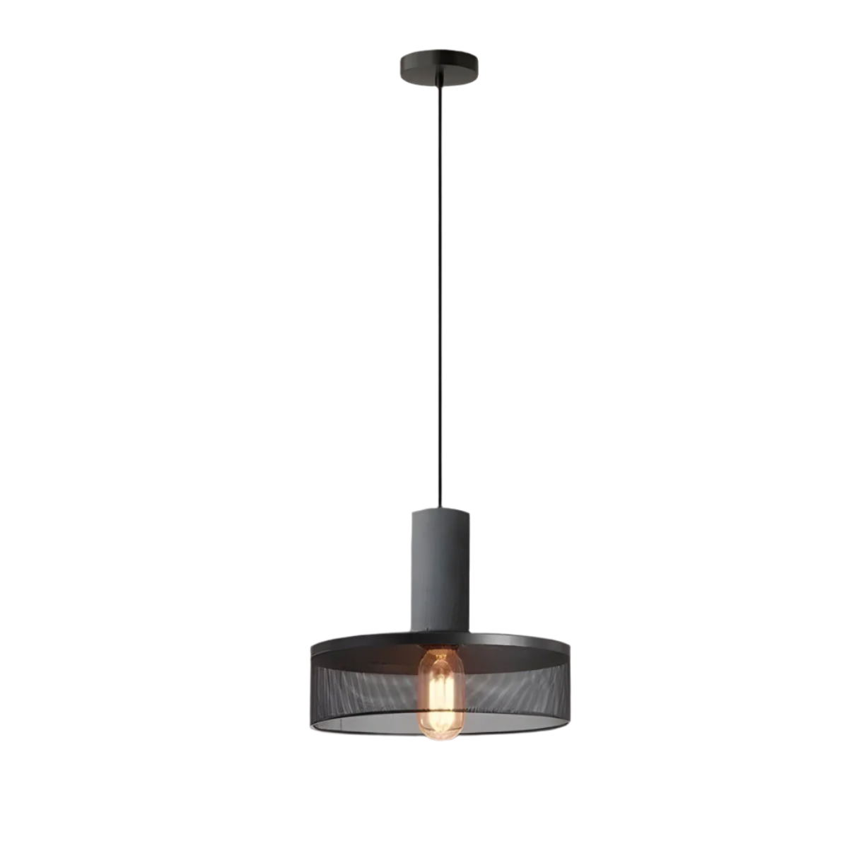 Industriell pendellampe i betong og jern med moderne design, tilfører stil og eleganse til ethvert rom.