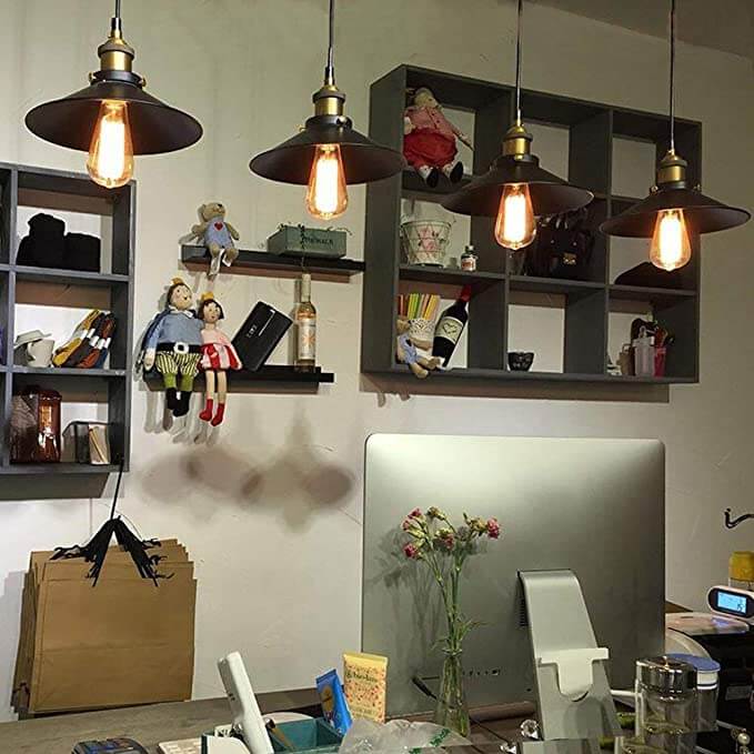 Vintage-inspirert svart pendellampe, industriell stil belysning for spiseplass