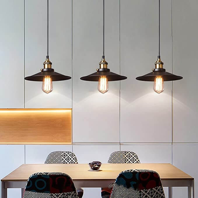 Hjemmekontor taklampe, retro svart metall pendellampe med industriell sjarm