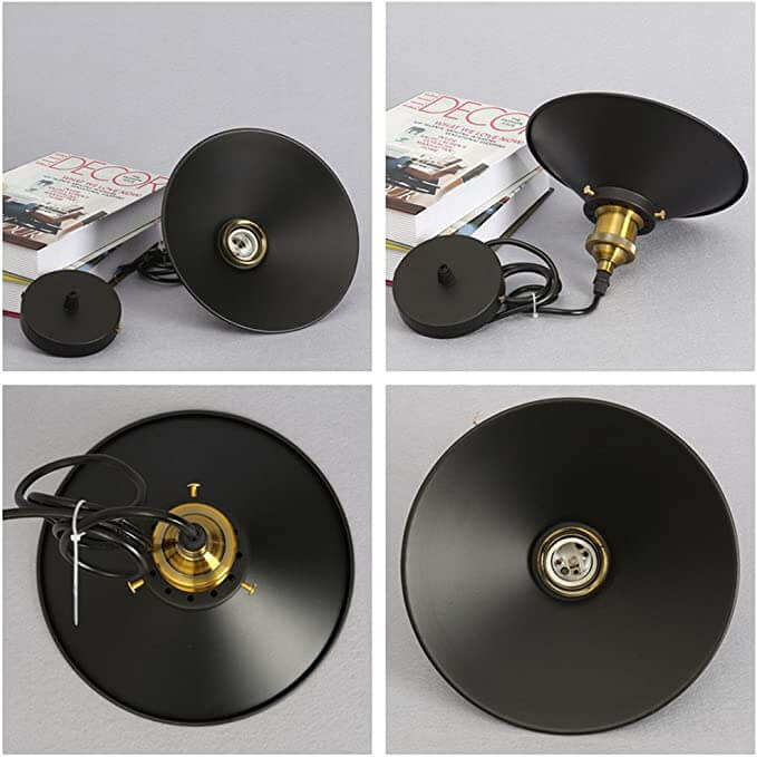 Robust industriell taklampe, svart metall finish, retro design for butikk interiør