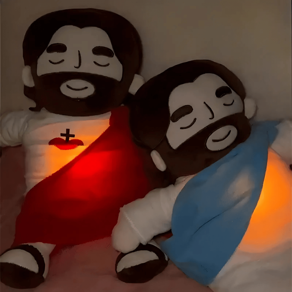 Hypoallergent Jesus kosedyr med myk tekstur, perfekt for gaver og beroligende øyeblikk
