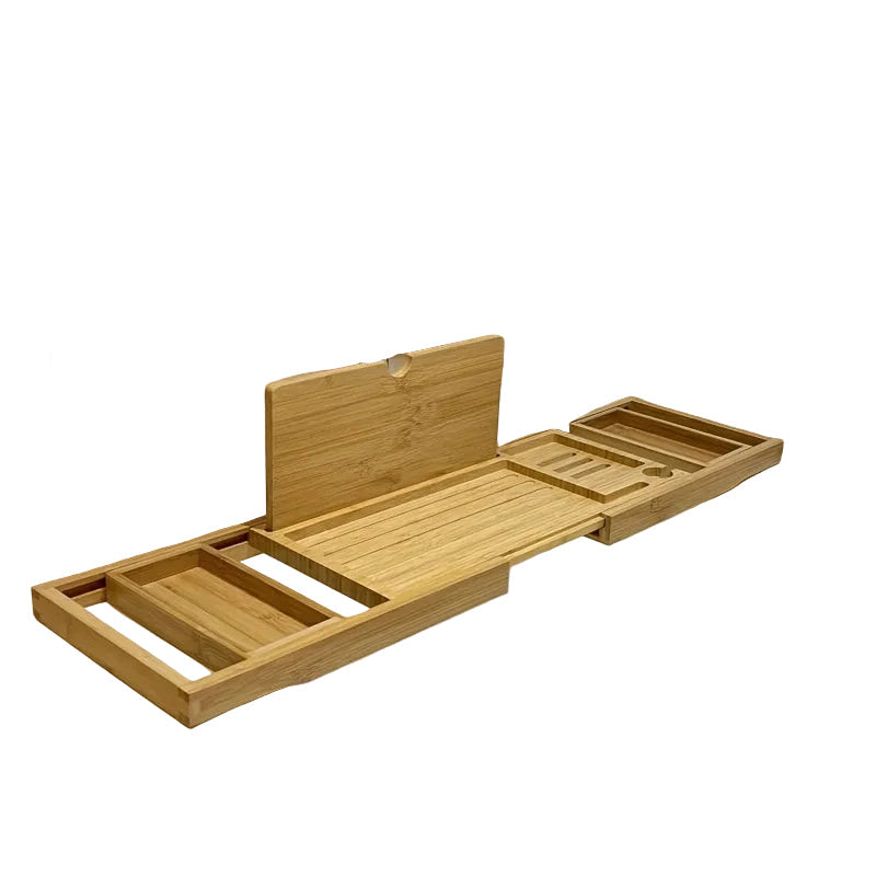 Justerbar badekar caddy for avslappende spa-opplevelser hjemme. Perfekt for å organisere badetilbehør.