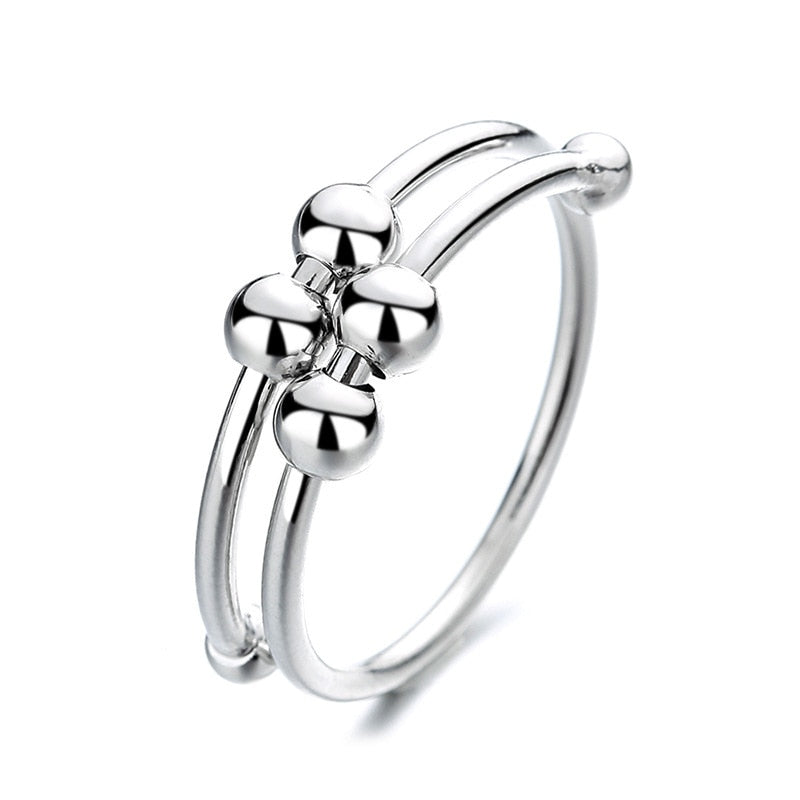 Justerbar fidget-ring for kvinner, sterling sølv, antistress smykke for angstlindring
