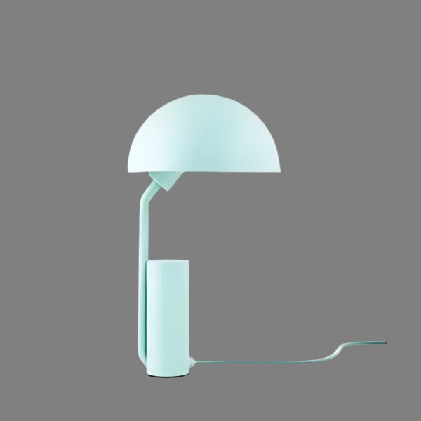 "Justerbar og stilfull Cap bordlampe med geometriske former, tilgjengelig i hvit, rosa og svart. Perfekt for moderne interiør