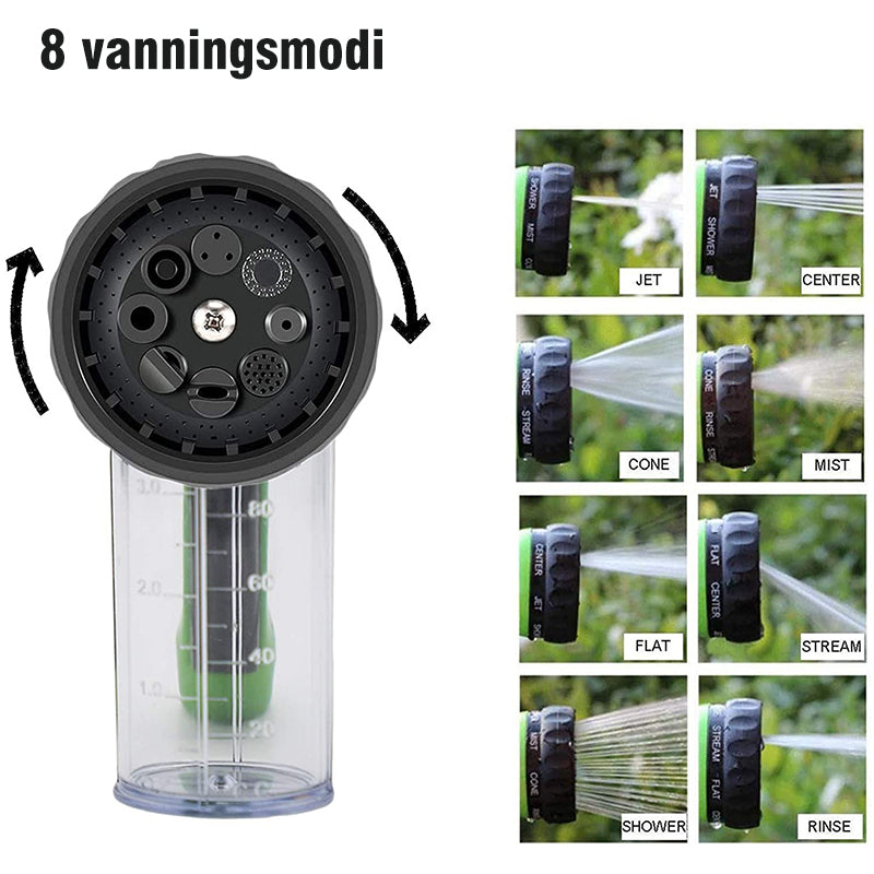 "Justerbar skum vaskepistol for bilrengjøring, grønn med svart, ergonomisk grip og gummidyse for tilpasning av spray."