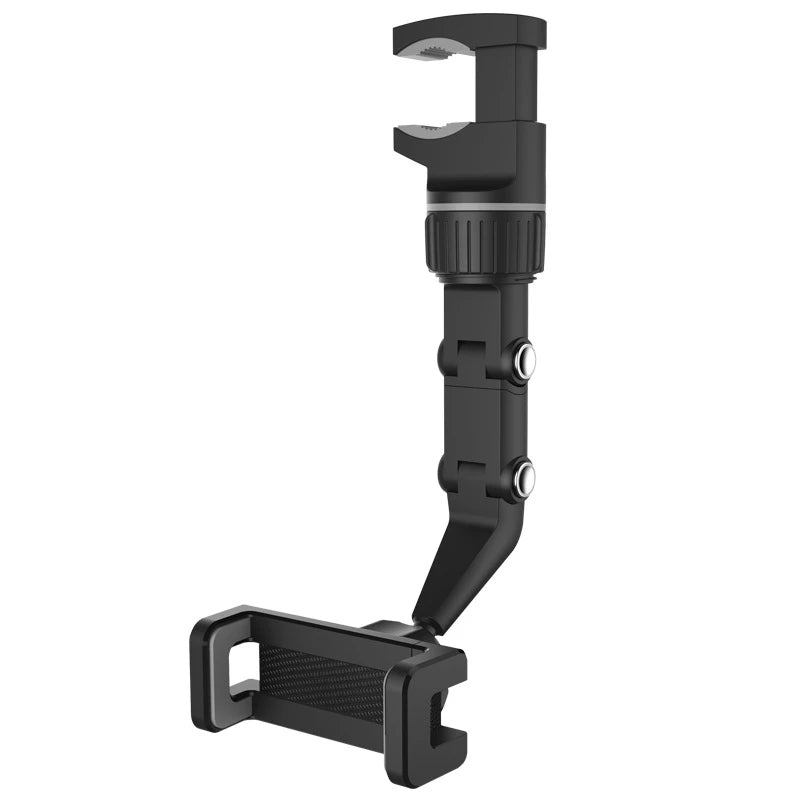 "Justerbar svart mobilholder for bil, 960° rotasjon, handsfree opplevelse. Passer de fleste mobiltelefoner."