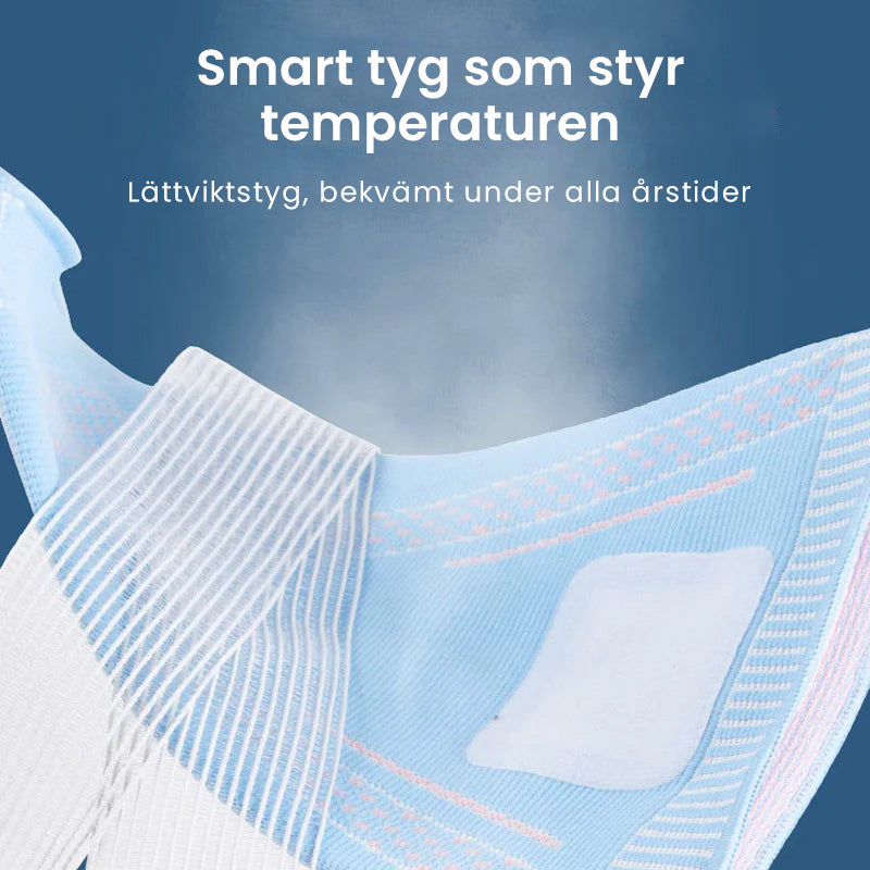 "Justerbare nylon knebeskyttere i blått, komfortabel og pustende design, med justerbar stropp for optimal støtte"