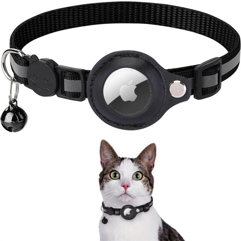 Katt halsbånd med GPS, i rød nylon, reflekterende og justerbart for sikkerhet, med integrert tracker.